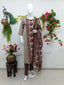 Soft camel beige & maroon floral print