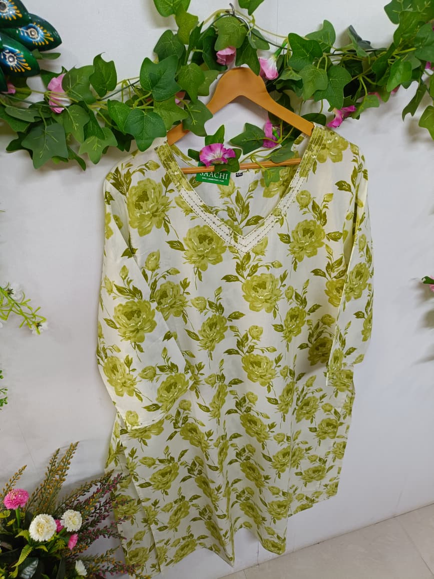 Ivory with Olive Green