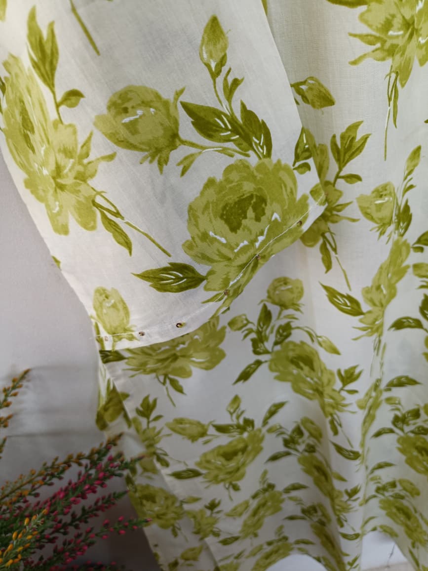 Ivory with Olive Green