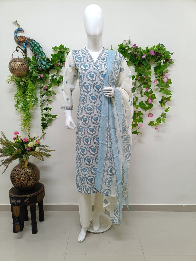 Ivory Blue Floral Hover Image