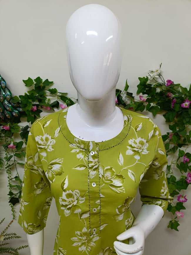 Olive Green Floral Main Image