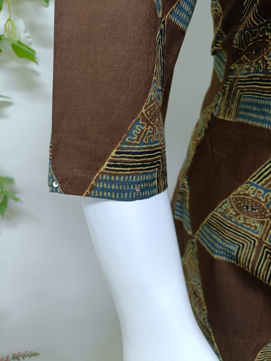 Dark brown with ethnic pattern