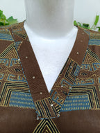 Dark brown with ethnic pattern