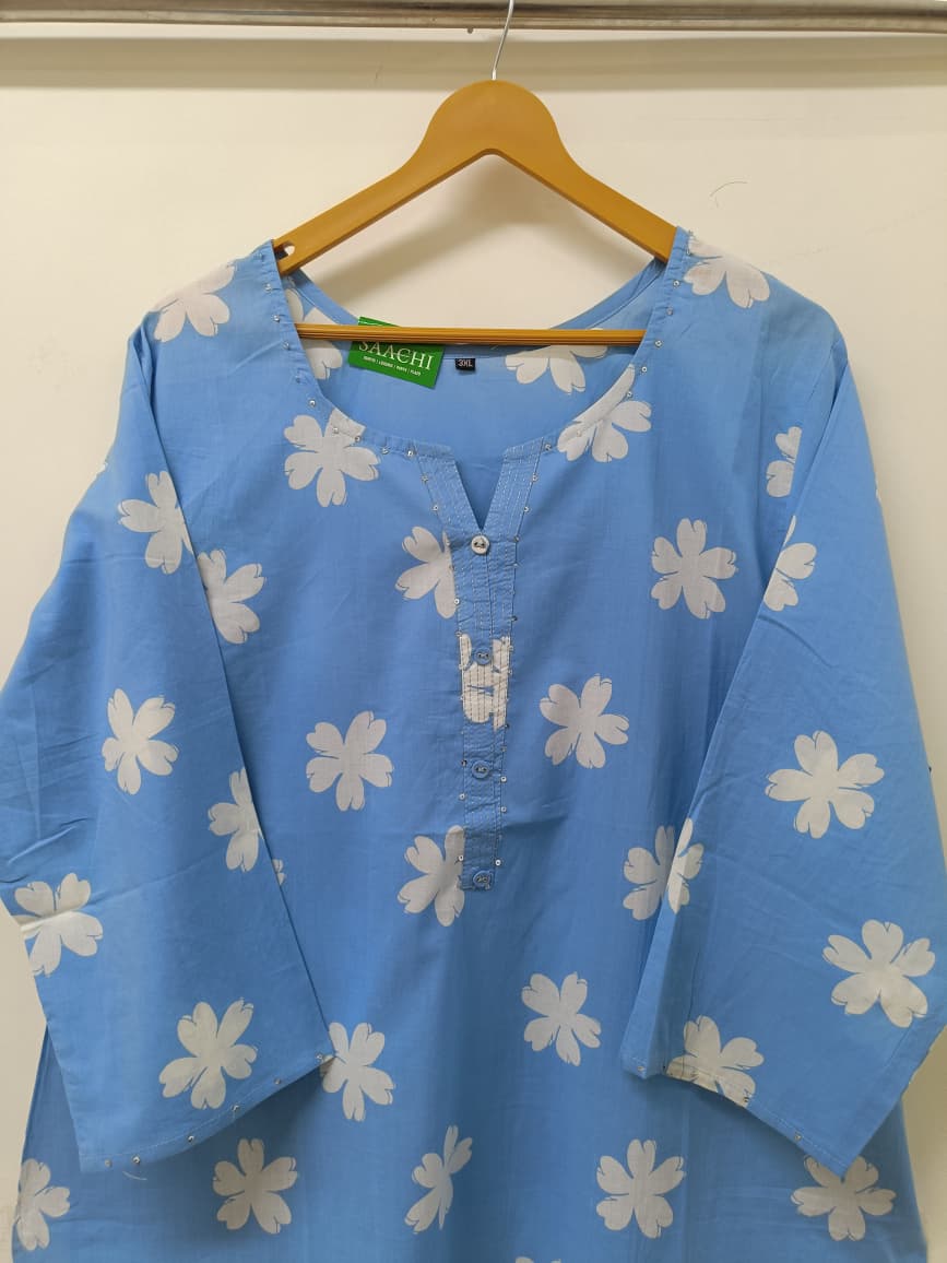 Blue With White Floral