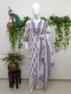 white with Rose pink Floral