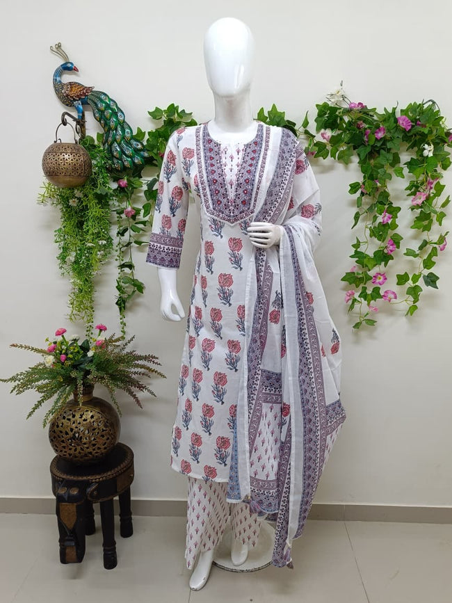 white with Rose pink Floral Hover Image