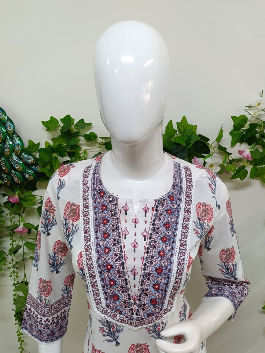 white with Rose pink Floral