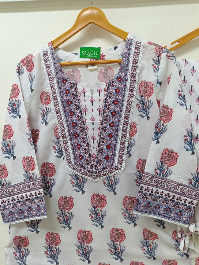 white with Rose pink Floral Main Image