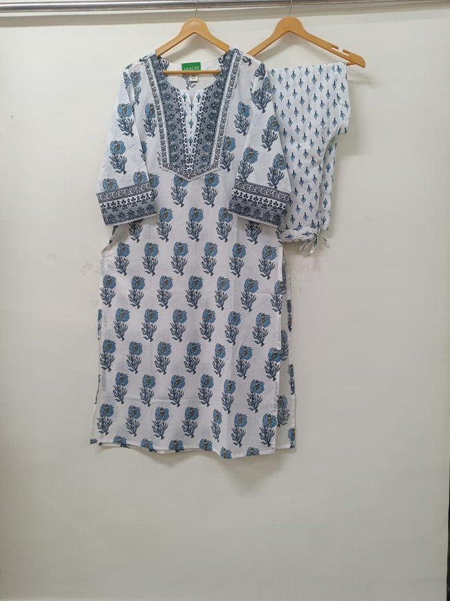 white with blue Floral Main Image