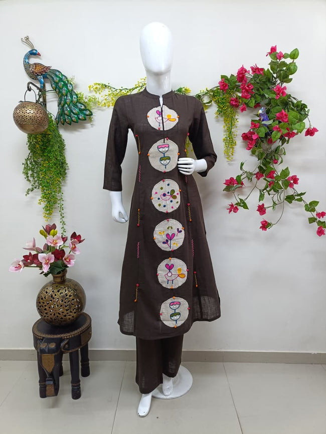 Mocha brown print Hover Image