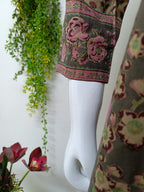 Olive Green with floral patterns