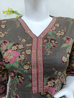 Olive Green with floral patterns