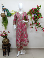 Rani pink with floral patterns