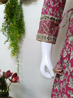 Rani pink with floral patterns