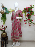 Rani pink with floral patterns