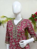 Rani pink with floral patterns