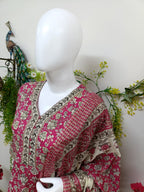 Rani pink with floral patterns
