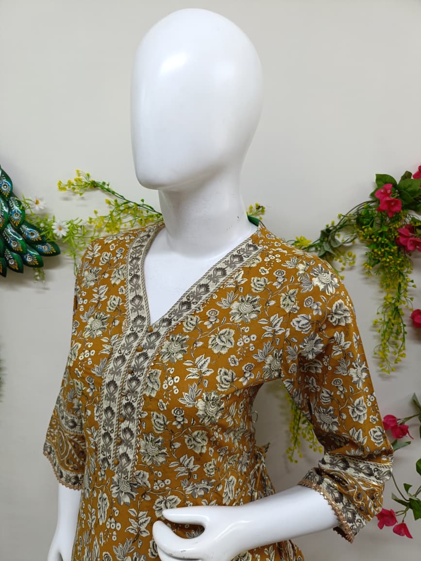 Mustard Yellow with floral