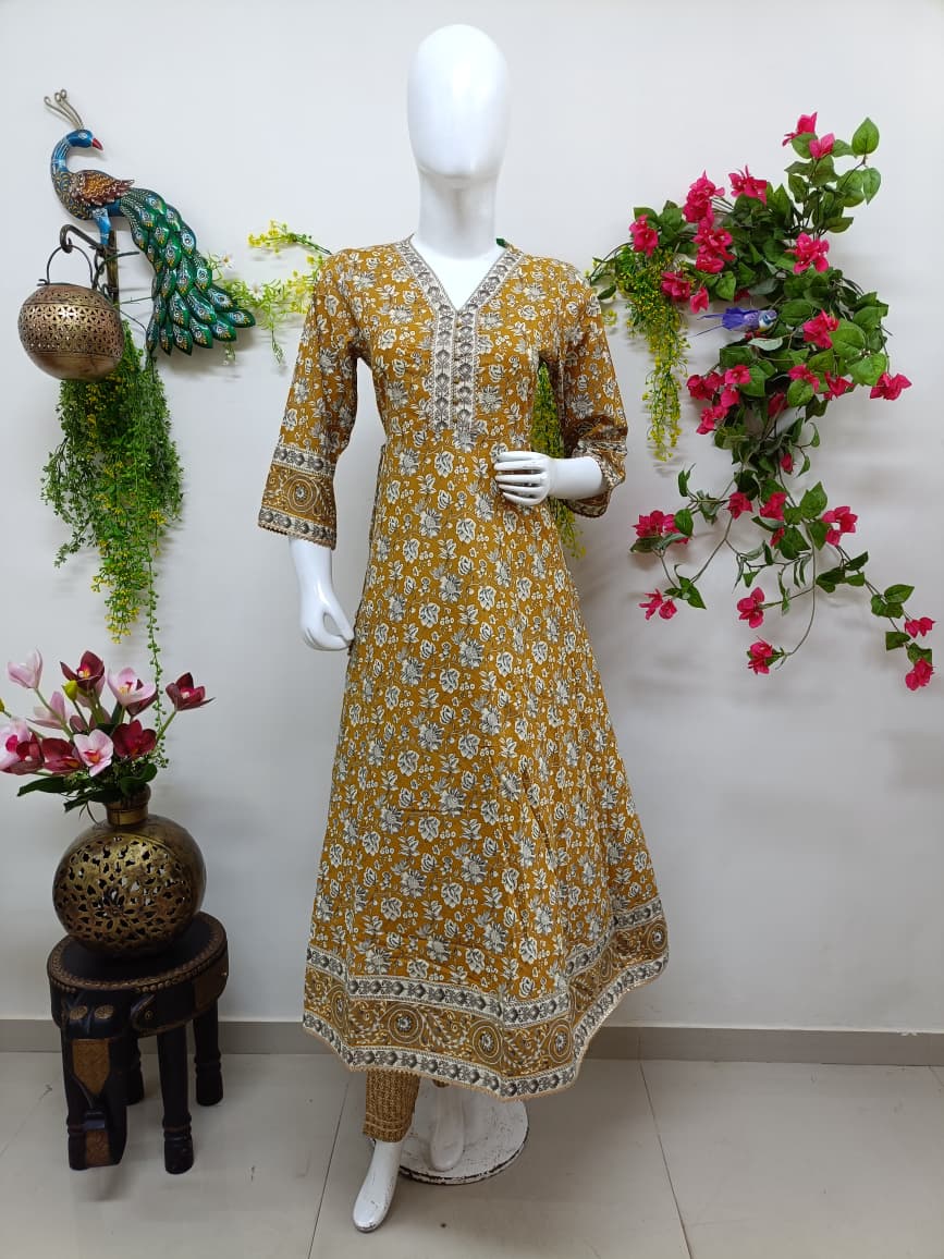 Mustard Yellow with floral
