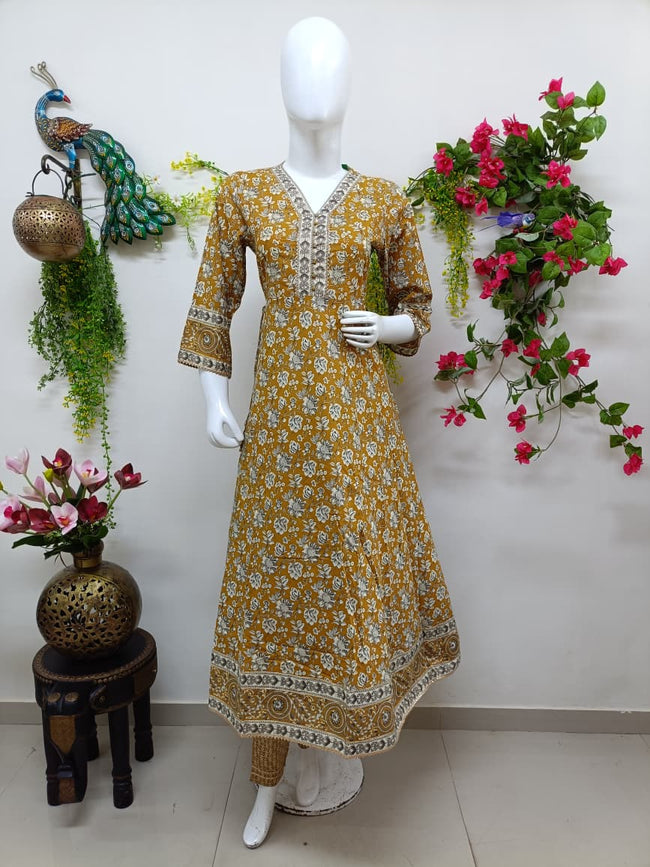 Mustard Yellow with floral Main Image