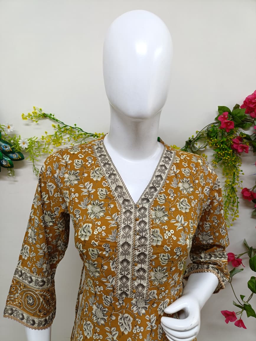 Mustard Yellow with floral