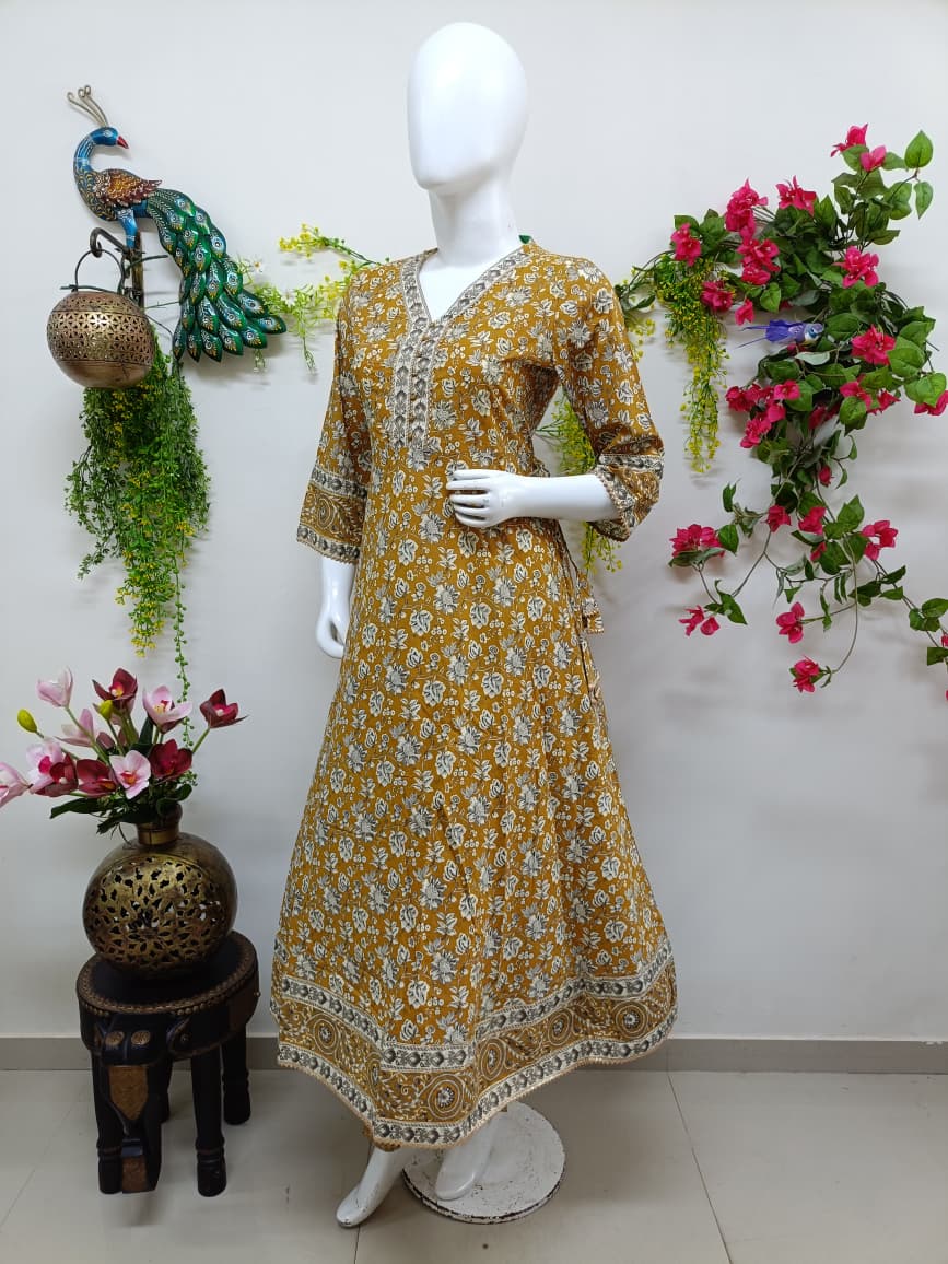 Mustard Yellow with floral