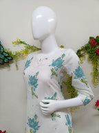 white with blue floral