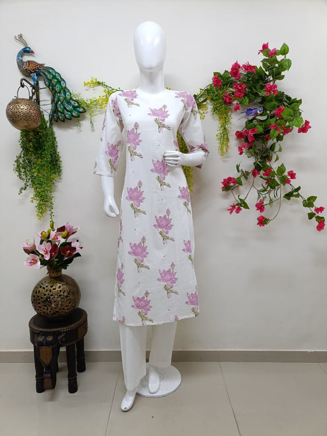 white with baby pink floral Main Image