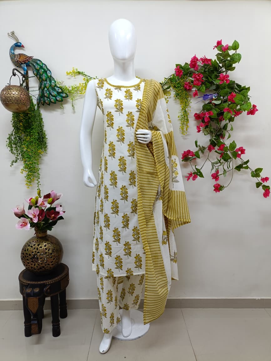 White with Mustard Floral