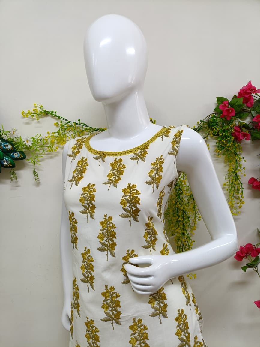 White with Mustard Floral