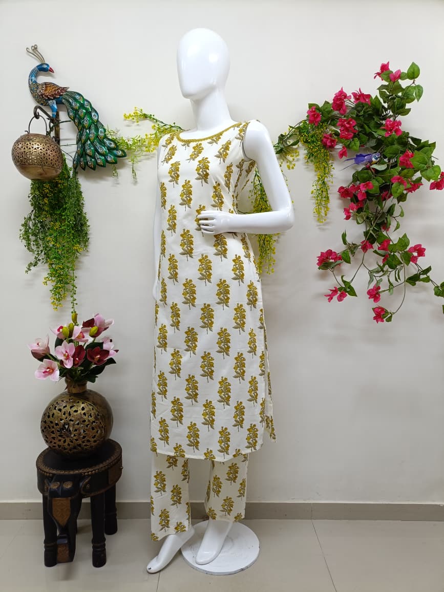 White with Mustard Floral