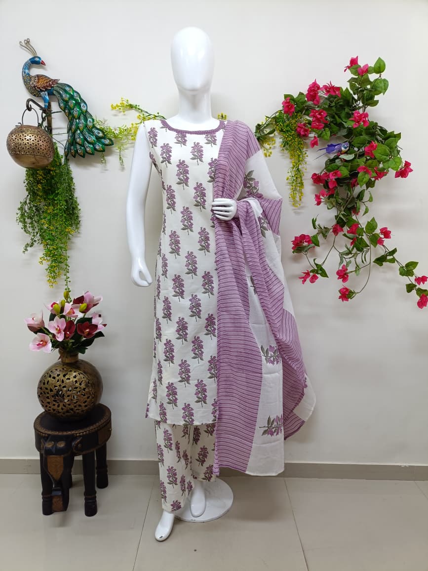White with Lavender Floral