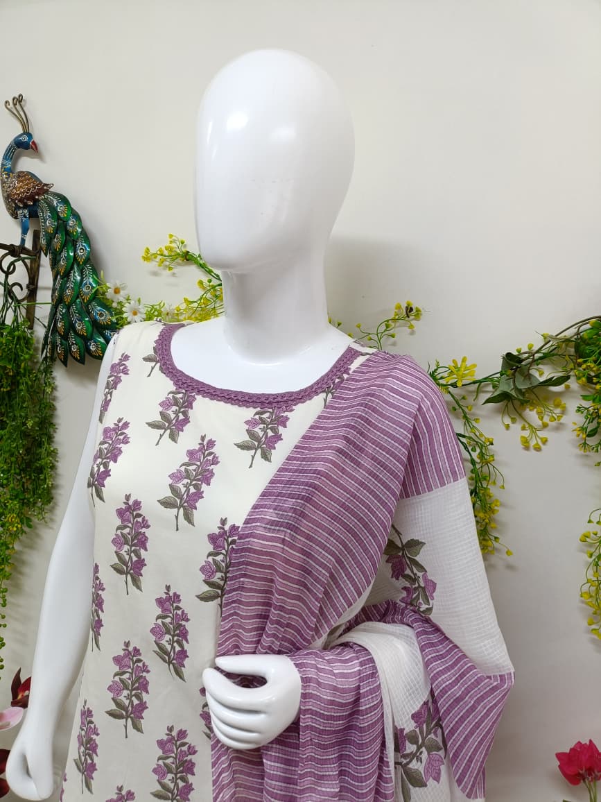 White with Lavender Floral