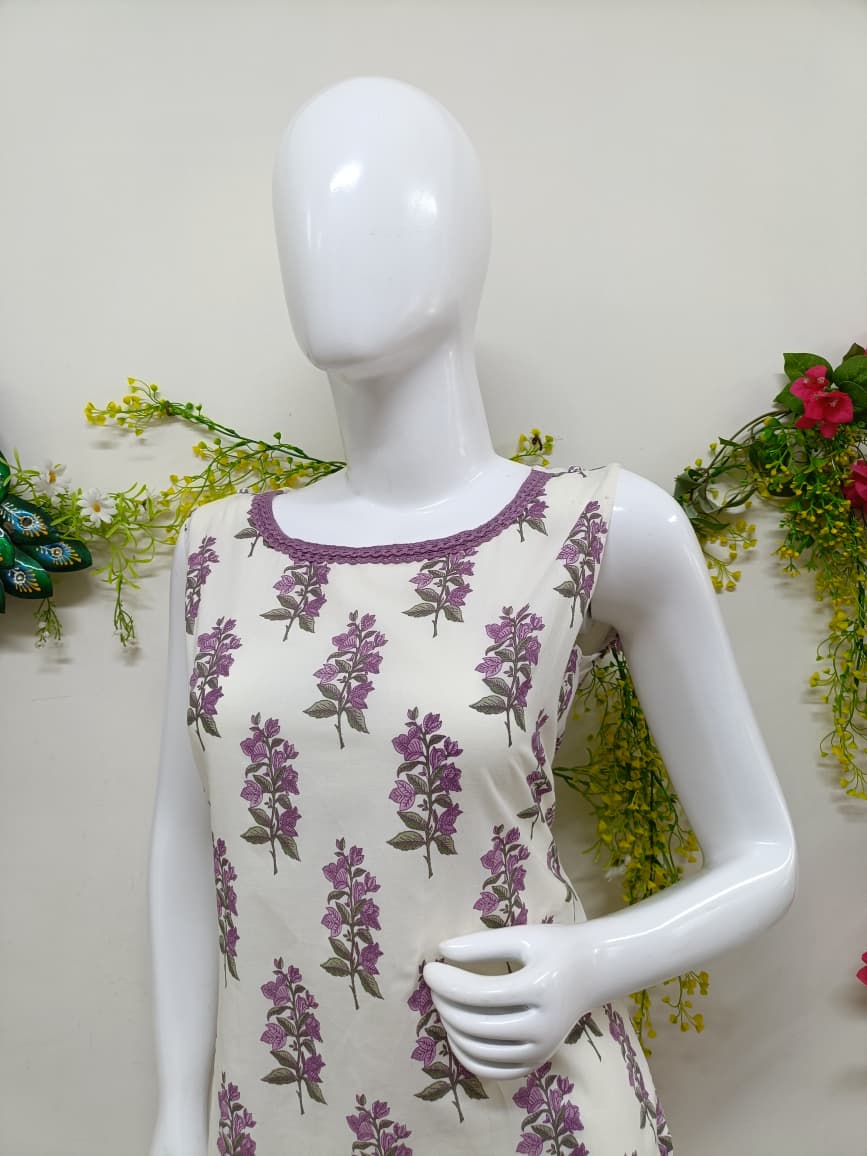 White with Lavender Floral