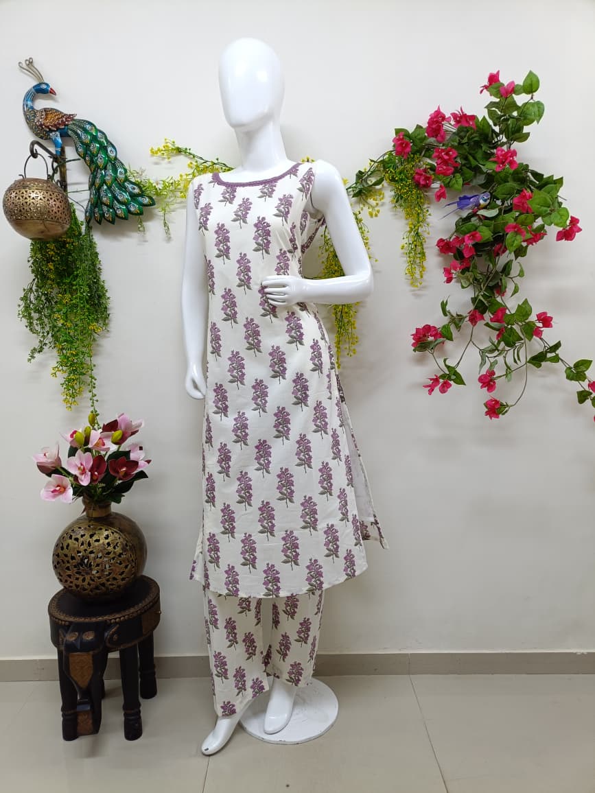 White with Lavender Floral
