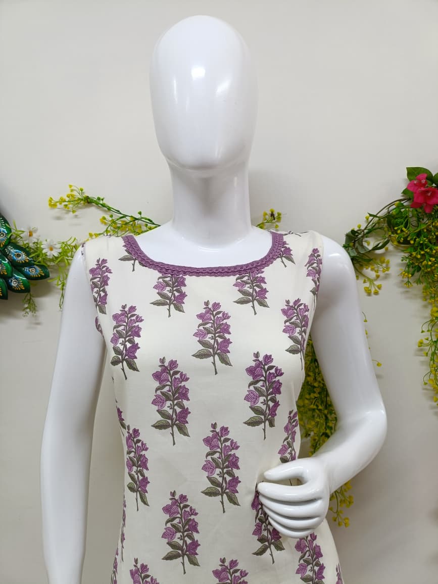 White with Lavender Floral