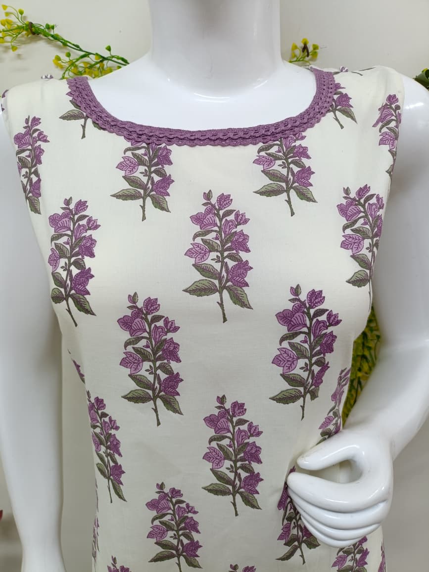 White with Lavender Floral
