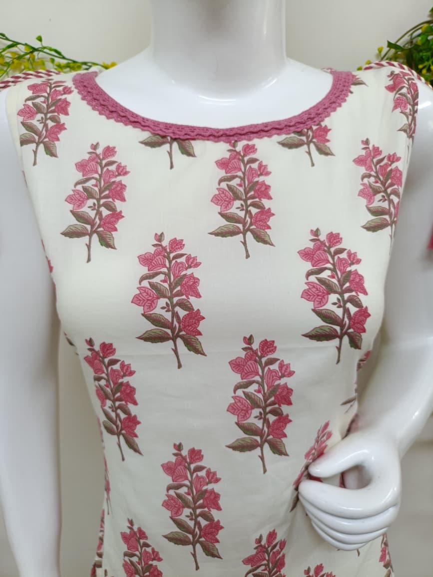 White with pink Floral