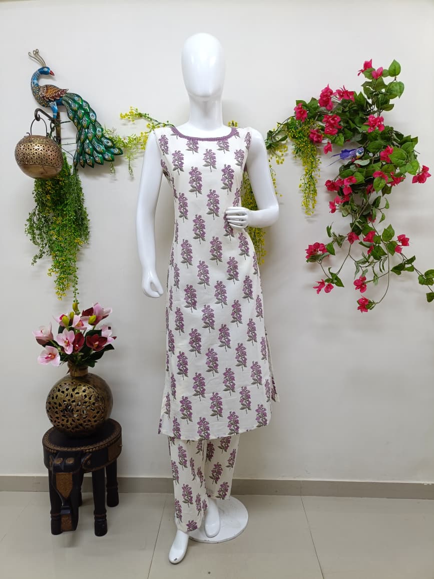 White with Lavender Floral