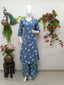 Slate blue with white floral prints