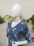 Slate blue with white floral prints