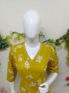 Mustard gold with white floral print