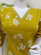Mustard gold with white floral print