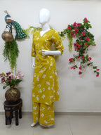 Mustard gold with white floral print