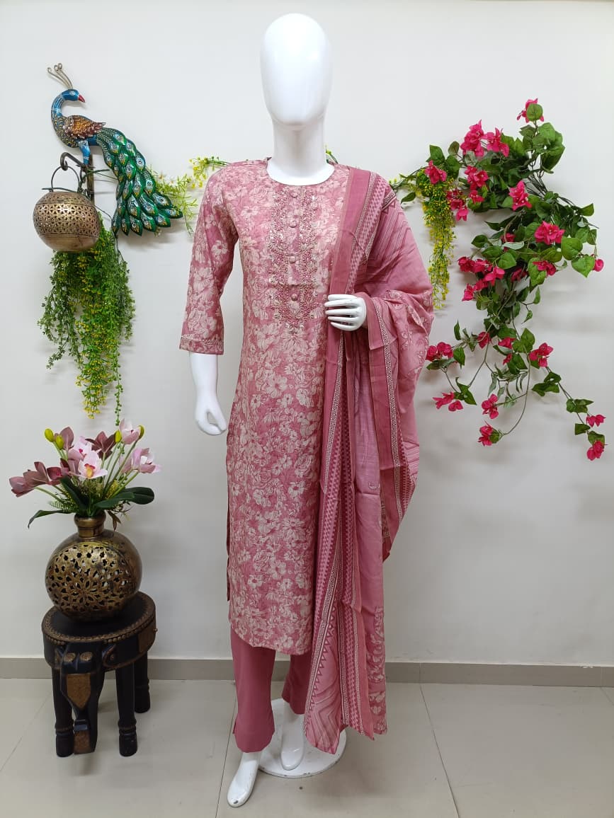 Dusty pink with floral