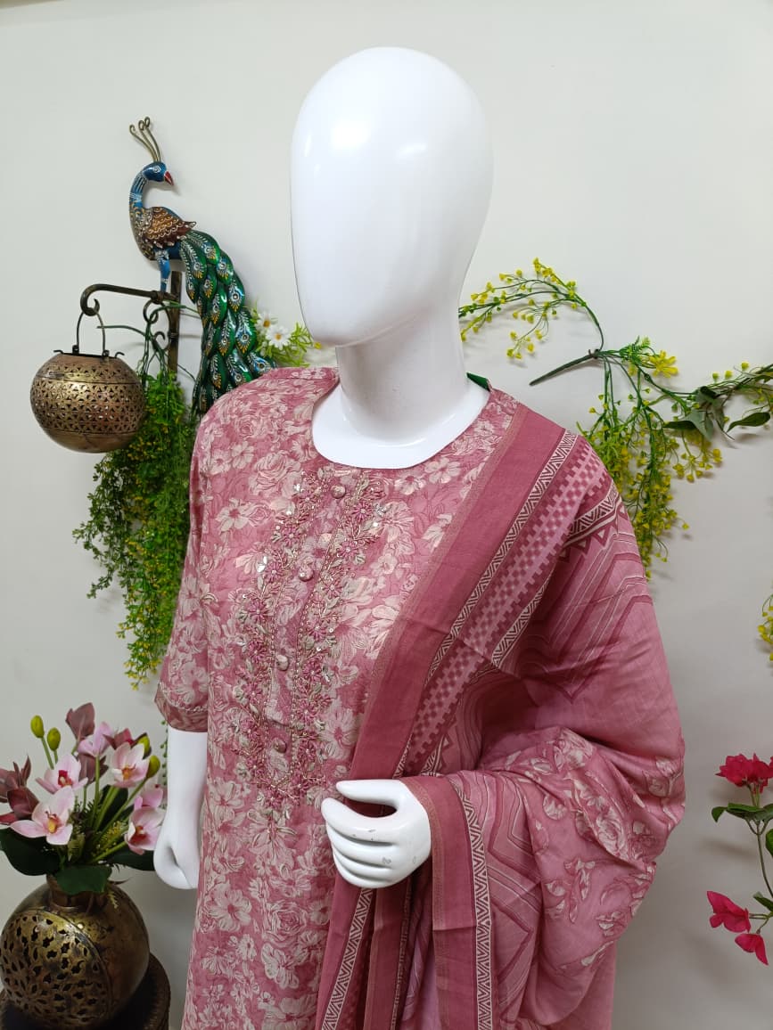 Dusty pink with floral