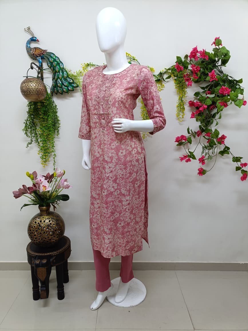 Dusty pink with floral