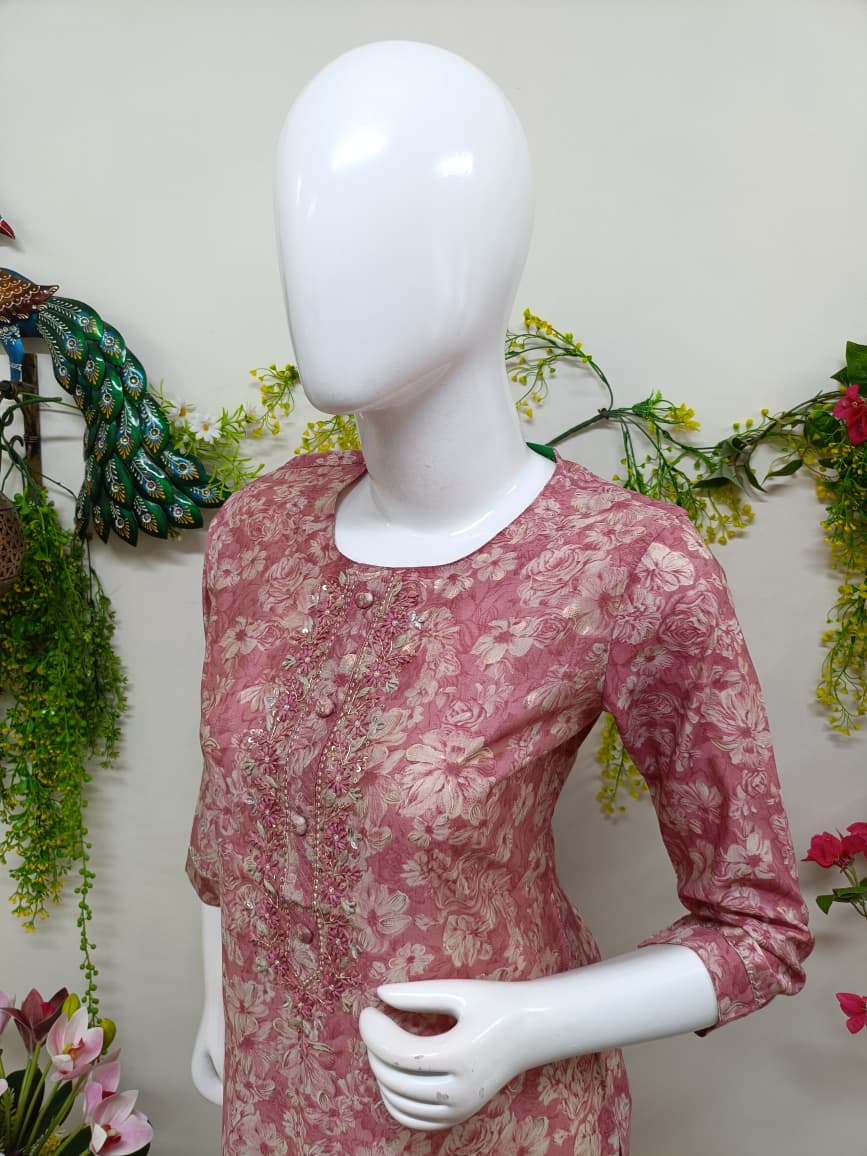 Dusty pink with floral