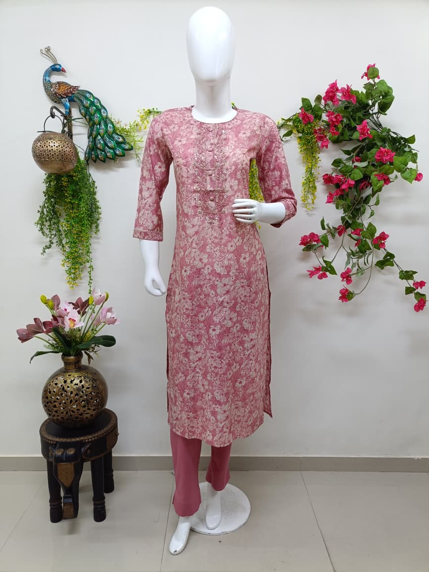 Dusty pink with floral