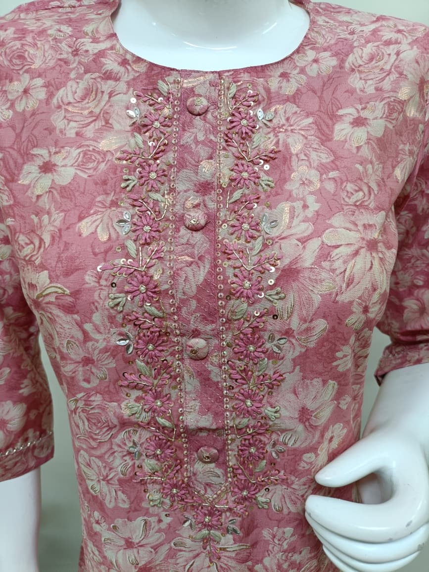 Dusty pink with floral